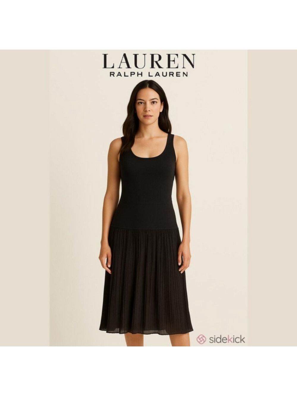 Lauren Ralph Lauren Black Sleeveless Crinkled Dress Medium